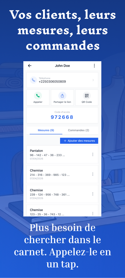 Their number, measurements, orders